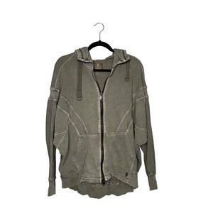 FP Movement Hoodie Women Small Olive Green Good Zip Up Seam Detail Hooded Jacket